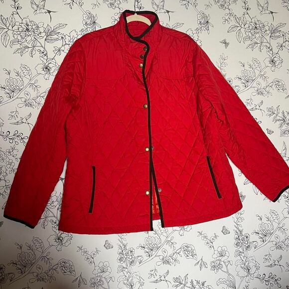 Lands end red quilted jacket - Picture 1 of 7